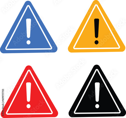 Caution warning signs set, icon danger, danger sign collection, black, yellow, and red colors,danger and warning signs, Basic vector symbol illustration,
