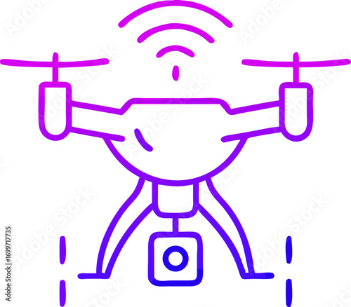 Wireless drone icon gradient purple design technology aerial photography quadcopter remote control flight gadget innovation