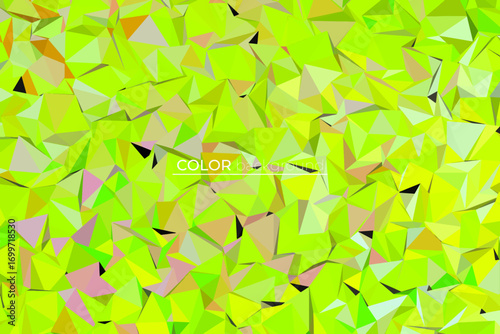 Vibrant and dynamic abstract geometric background featuring a myriad of interconnected low-poly triangles in energetic shades of green and yellow, creating a modern design texture for digital projects