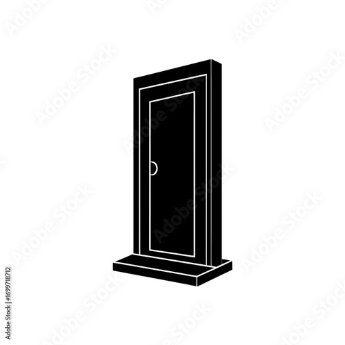 Simple door illustration on transparent background silhouette