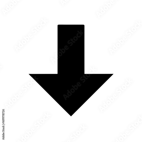 Arrow pointing downwards on transparent background silhouette
