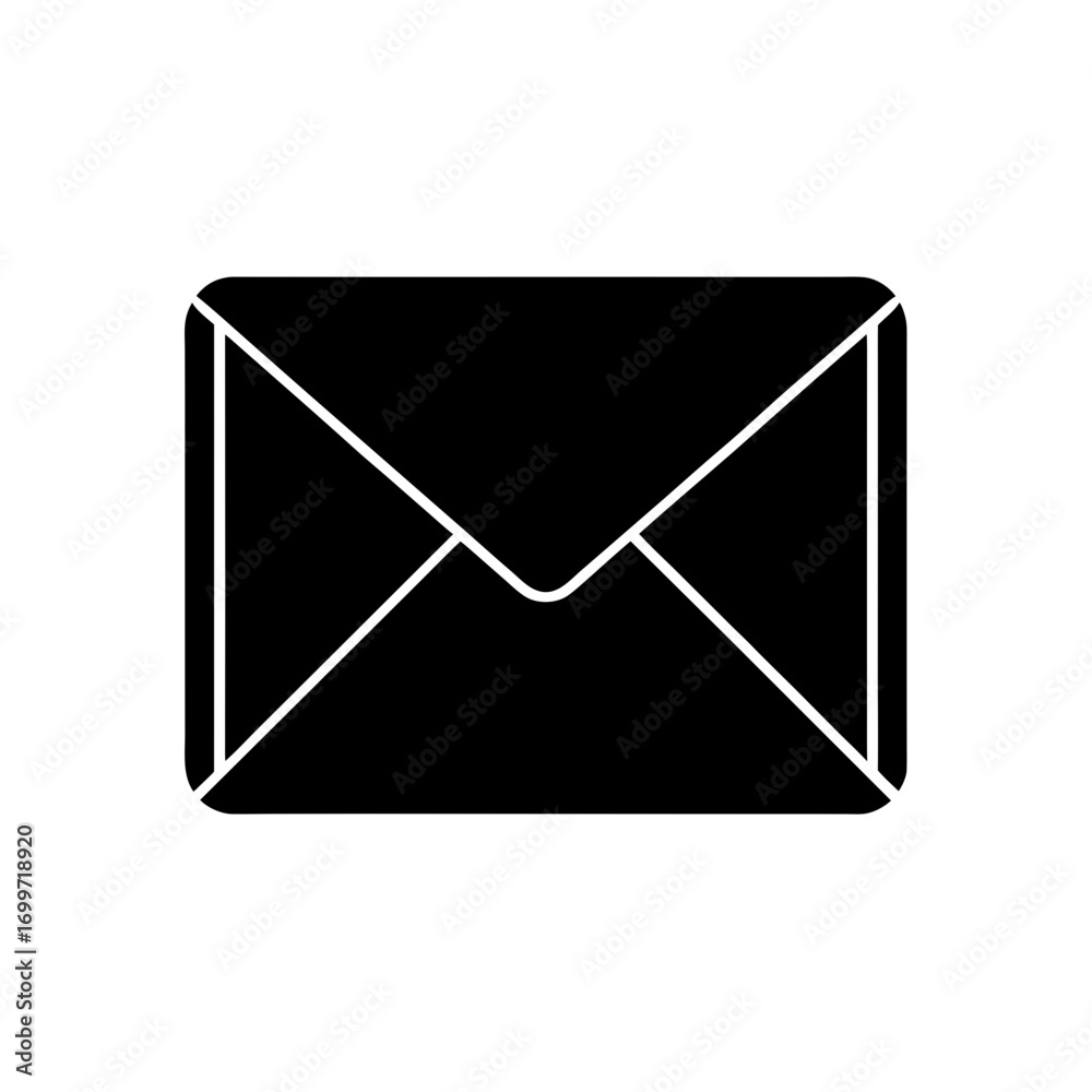Envelope symbol in black on transparent background silhouette