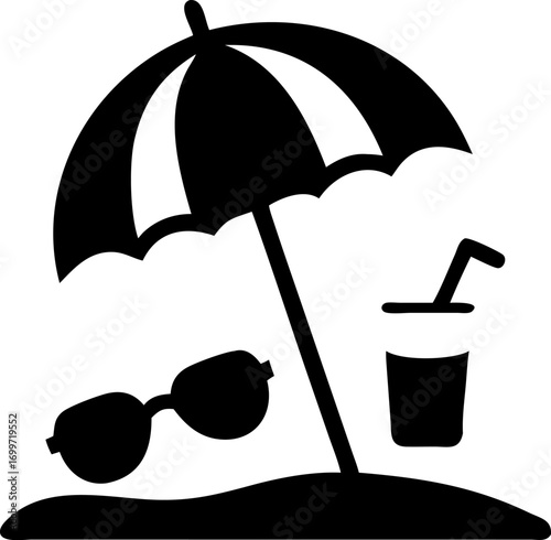 Beach vacation summer fun sun umbrella sunglasses drink relaxation holiday tropical seaside coastal