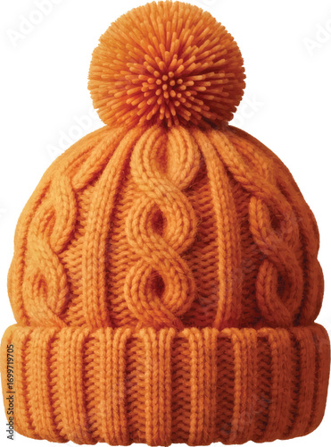 Knitted Wool Hat on Transparent Background