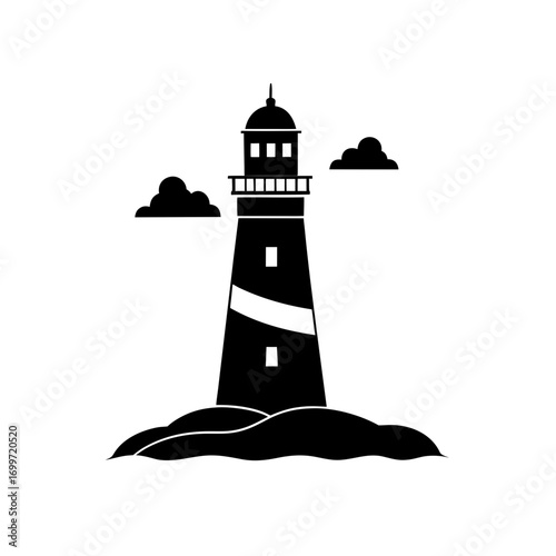 Silhouette of a beacon tower on transparent background