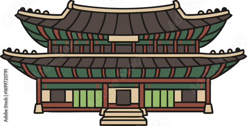 a traditional Korean tile-roofed house