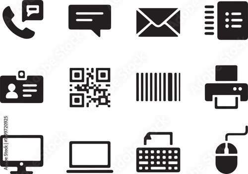 Communication icons for business, technology, and office needs