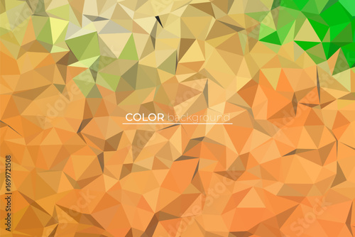 Abstract Geometric Polygonal Background with a Gradient of Warm Colors from Green to Orange and Yellow