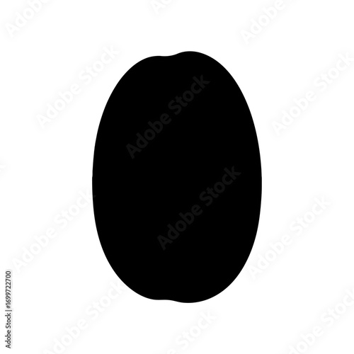 Silhouette of a round fruit on a white background, emphasizing its shape and texture