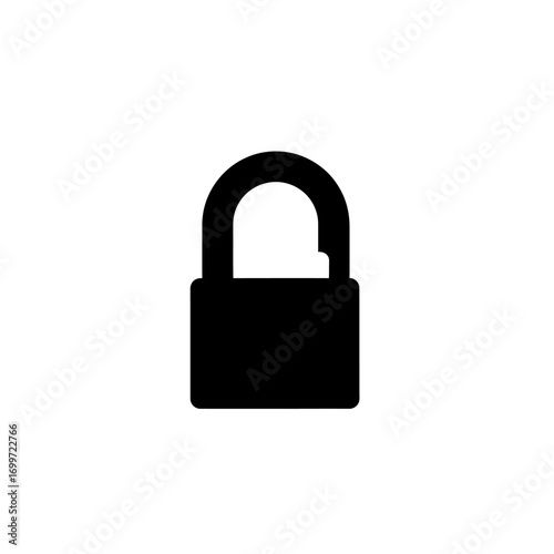 Simple black padlock icon on a white background, symbolizing security and protection in digital contexts