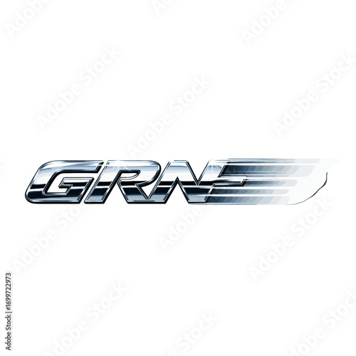 Sleek metallic logo design with dynamic motion effects, suitable for branding in technology industries