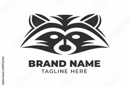 Abstract Raccoon Head Icon Design, Minimalist Style, Animal, White Background