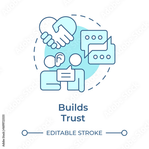 Wallpaper Mural Builds trust soft blue concept icon. Friendship handshake, relationships. Active listening. Round shape line illustration. Abstract idea. Graphic design. Easy to use in booklet, blog post Torontodigital.ca
