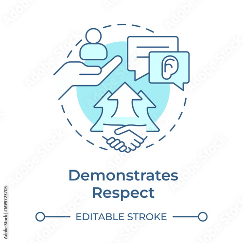 Wallpaper Mural Demonstrates respect soft blue concept icon. Social interaction, communication. Messaging, listening. Round shape line illustration. Abstract idea. Graphic design. Easy to use in booklet Torontodigital.ca
