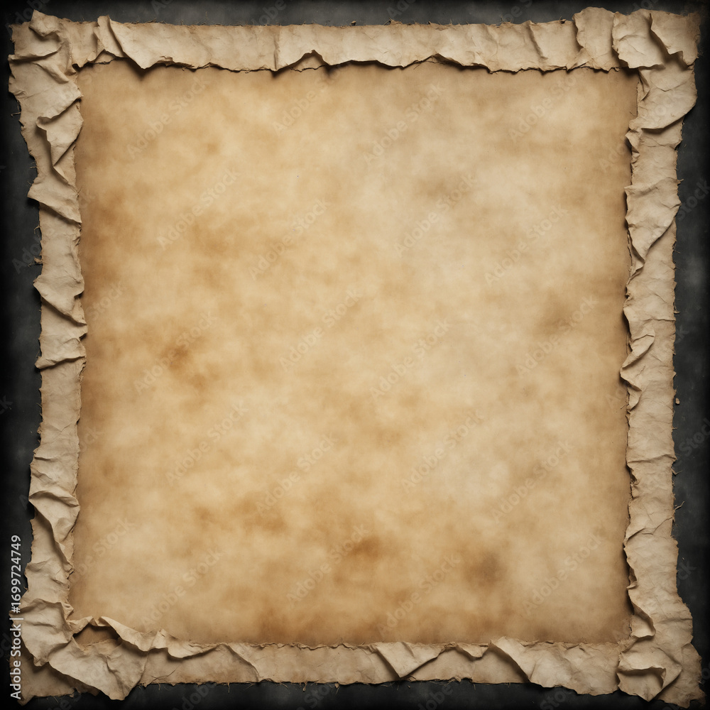 Fototapeta premium Vintage Aged Parchment with Tattered Edges and Textured Surface Background