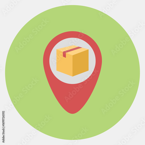 Icon delivery map location. Export import elements. Icon in color mate style.