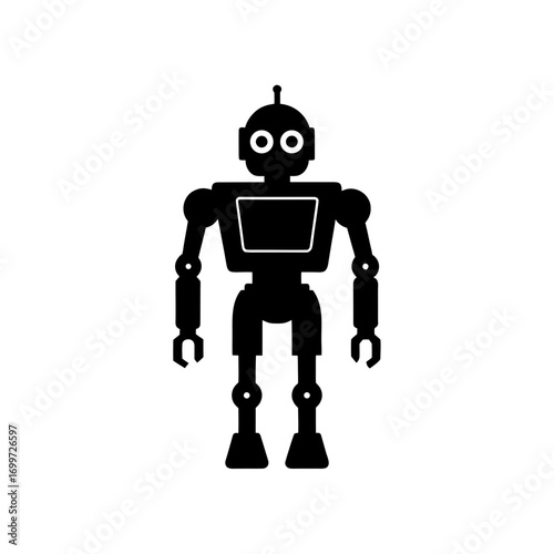 Silhouette of a robot on transparent background