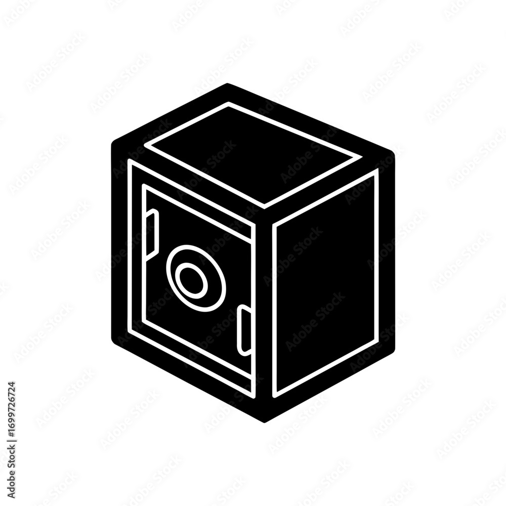 Obraz premium Isometric security safe on transparent background silhouette