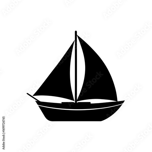 Silhouette of a sailboat on transparent background