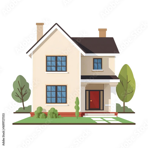 A clean, minimalist vector illustration of a modern house