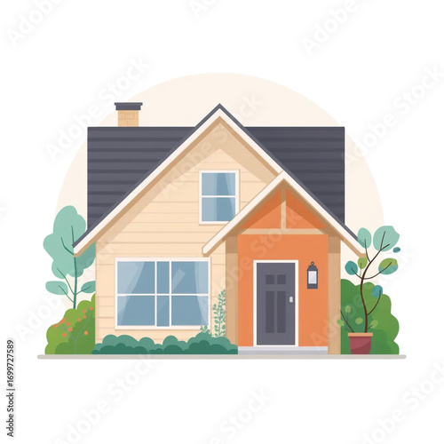 A clean, minimalist vector illustration of a modern house