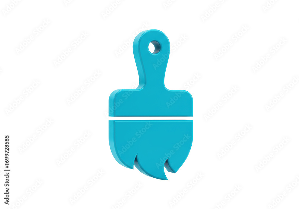 Fototapeta premium Isolated Aqua Paintbrush Icon Render, Cleaning Tool, Brush Symbol, Logo Element, Graphic