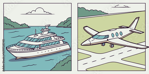 Luxury yacht and private jet travel for wealthy vacationers
