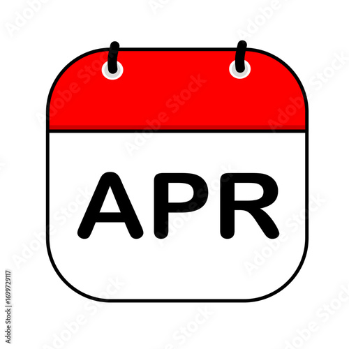 April calendar icon vector illustration with flat design. Calendar templates, red and white, stickers, posters, banners, emoticons.