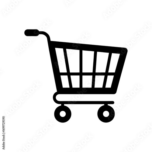 Isolated shopping trolley on transparent background silhouette