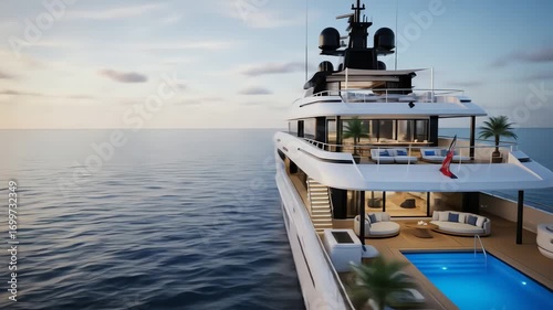 Luxury Superyacht at Sunset: Opulent Stern View