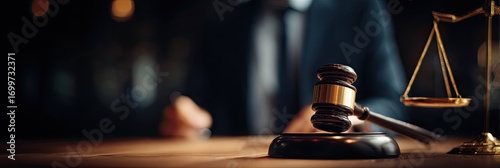 Legal gavel and scales of justice on a table