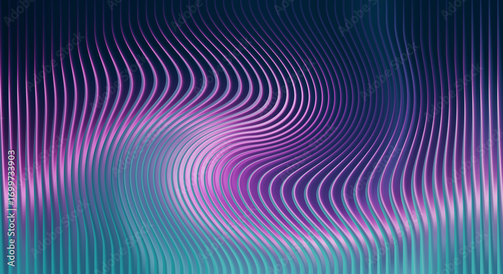 Fototapeta premium Abstract swirling lines with purple and teal gradient background