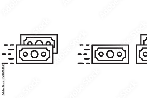 Fast Finance Icon with Moving Currency Notes for Online Payment Concept