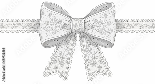Elegant White Lace Bow with Floral Embroidery for Wedding Invitations, Gift Wrapping, and Delicate Design Projects requiring a touch of sophistication