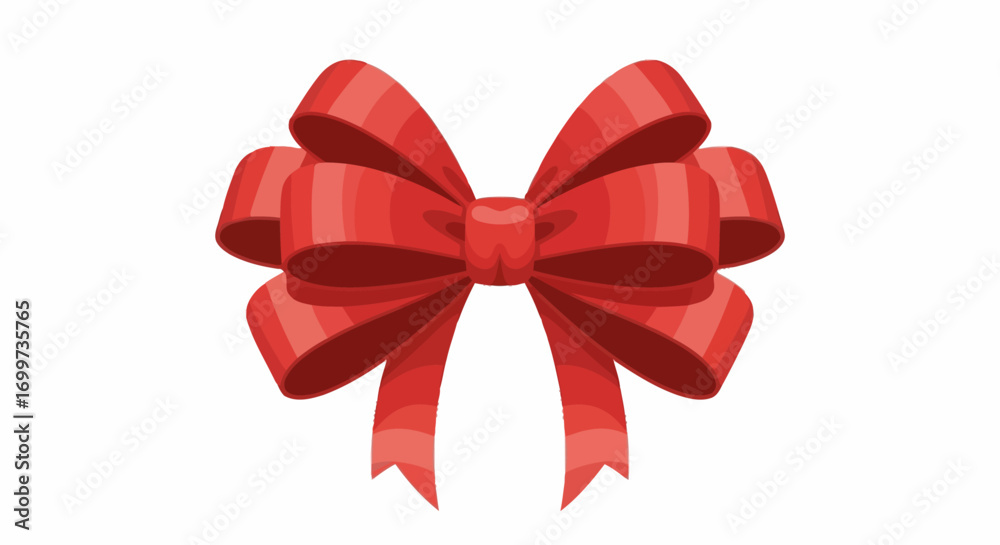 Fototapeta premium Elegant Red Ribbon Bow Illustration for Festive Decorations, Gift Wrapping, and Holiday Season Designs, Suitable for Print and Digital Media Projects.
