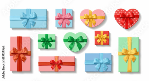 Colorful Gift Box Collection for Celebrations and Holidays, Perfect for Festive Marketing Campaigns, Greeting Cards, and Online Retail Promotions