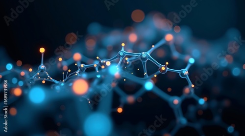 Wallpaper Mural Abstract glowing molecular structure with interconnected nodes and lines Torontodigital.ca