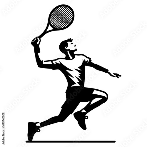 silhouette of a tennis player performing an overhead slap shot