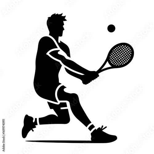 silhouette of a tennis player hitting a ball with a racket