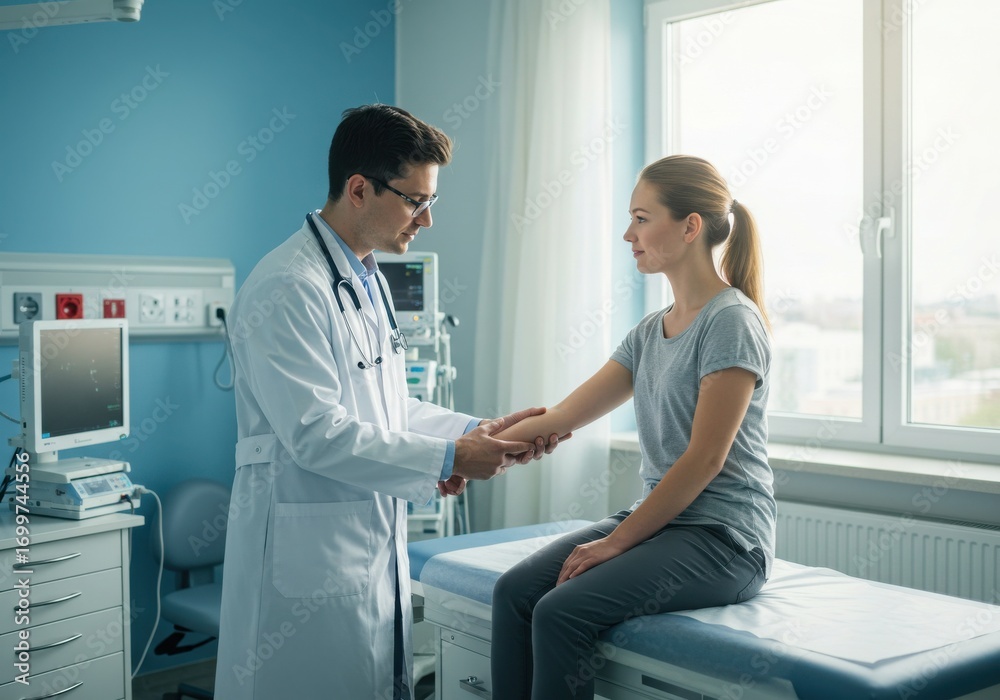 Obraz premium Doctor nurse and patient support and discussion at hospital for consulting, assistance discussion and doing meeting home