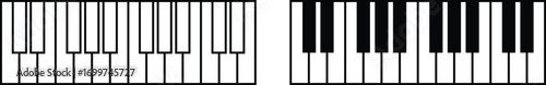 Black silhouette of upright piano icon set, isolated on transparent background. Graphic illustration. concept of musical instrument, classical music, piano recital, icon, logo, design element.