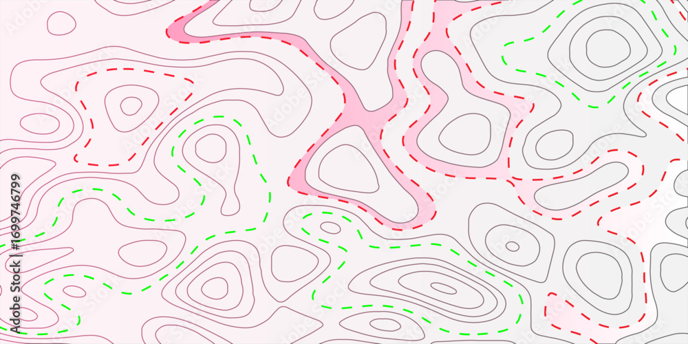 Fototapeta premium Contour line topography map pattern background vector. Abstract background with waves geographic mountain relief.