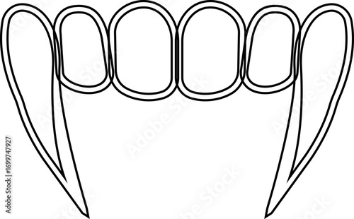 Vampire fangs icon vector illustration created with bold sharp lines and dramatic gothic style, symbolizing the legendary myth of vampires, horror stories, and dark fantasy culture. gothic branding