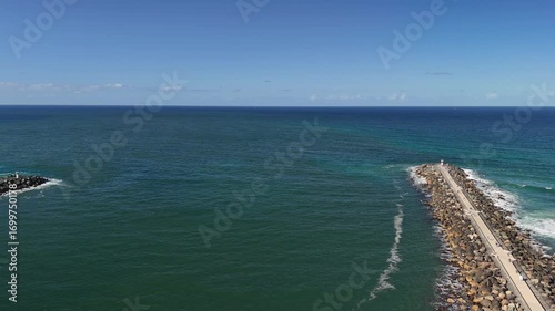 Wallpaper Mural The Spit Gold Coast, Queensland, Australia: 4K Aerial Drone Footage of Reiver Mouth, Jetty, Marina, Broadwater, Boats, Coastal Reserve, Spit Peninsula and Pacific Ocean Coastline Torontodigital.ca