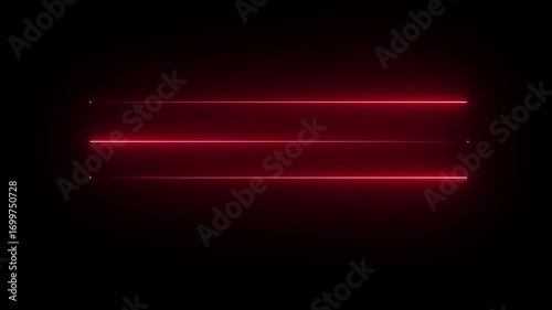 abstract neon red technology motion sembol black background with glowing laser beams. Seamless loop 3d rendaring 4k video