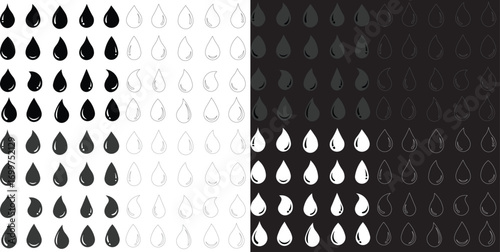 Water Drop Icon Set Vector Design on White Background. Water Drop Icon Set. Raindrop Vector Illustration on White Isolated Background. Flat 
