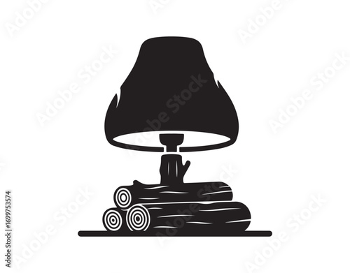 Vector icon of a Wooden Lamp. Logo design