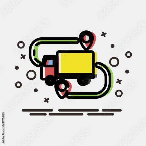 Icon shipping route. Export import elements. Icon in MBE style.