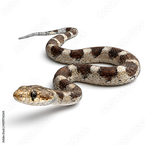 Wallpaper Mural Realistic Brown and White Snake Slithering Isolated on White Background Torontodigital.ca