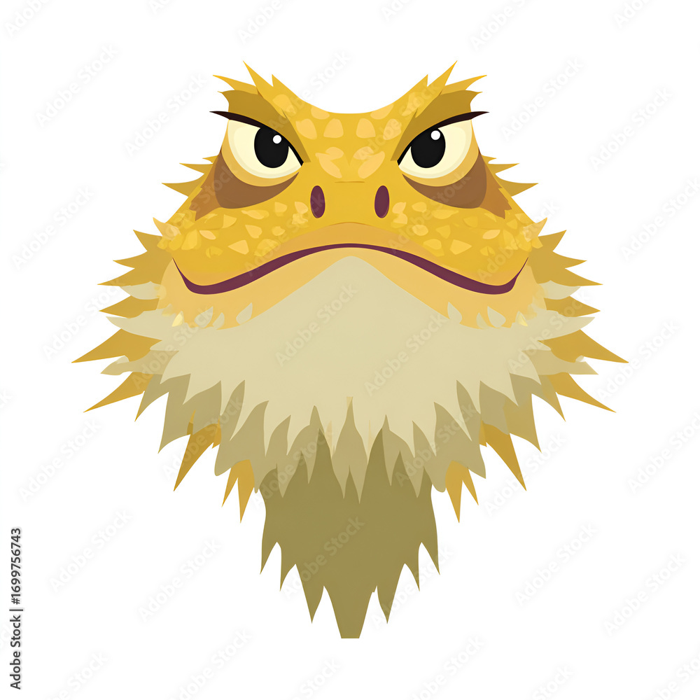 Fototapeta premium Cartoon Bearded Dragon Lizard Head Mascot Isolated on White Background